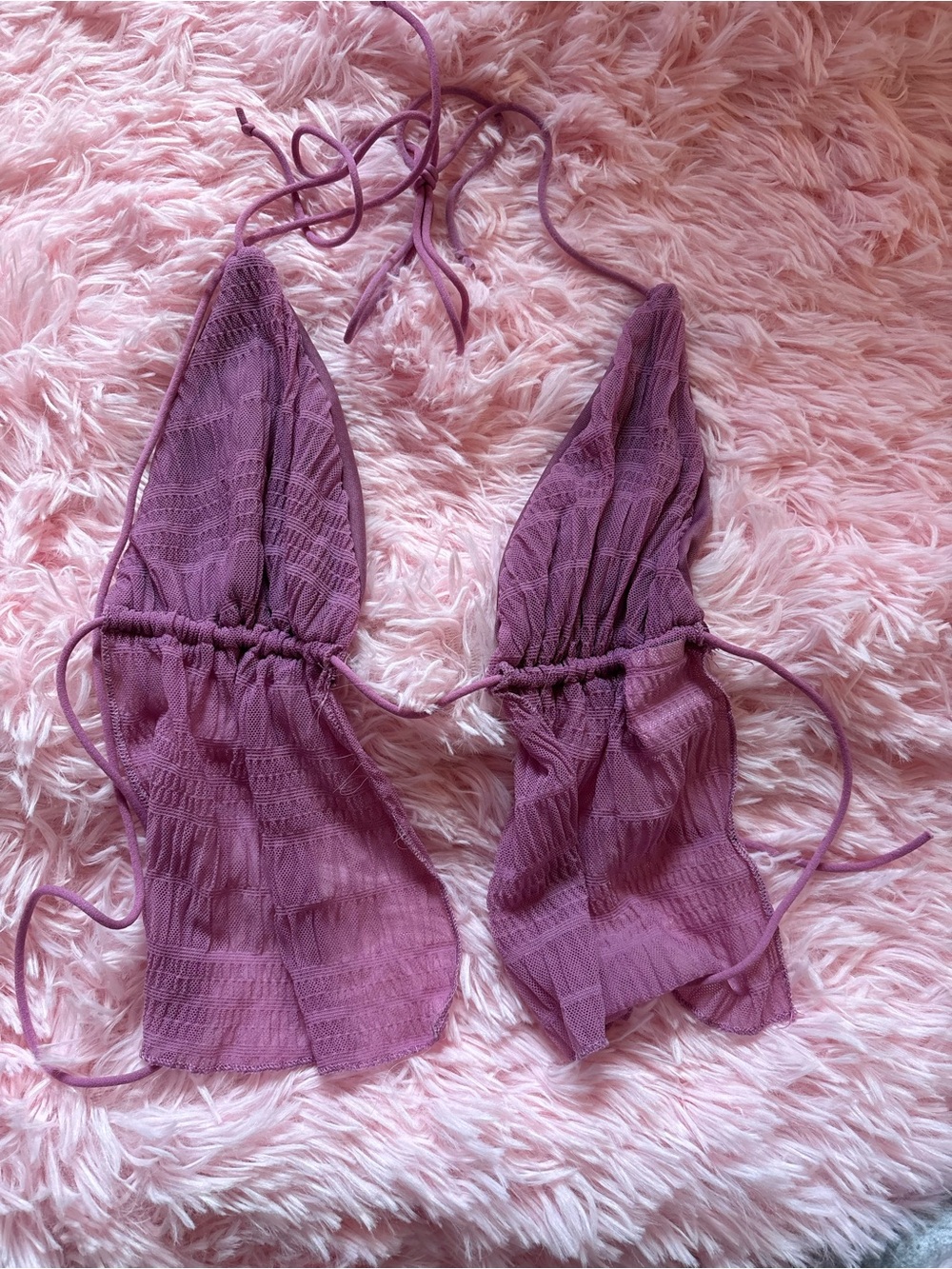 FREE WITH BUNDLE SHEIN Dusty Mauve Ruched Halter Crop Top